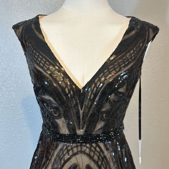 NWT Mac Duggal 67514 sequined fit and flare midi lace dress size 2 - Picture 3 of 14
